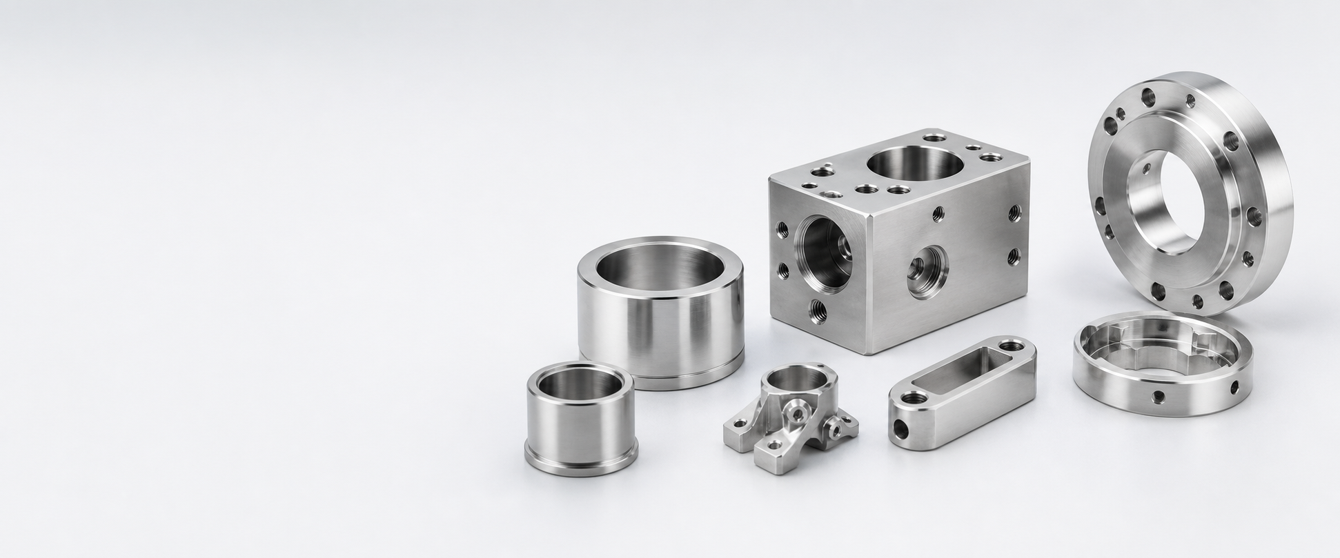 Collection of precision CNC-machined metal components