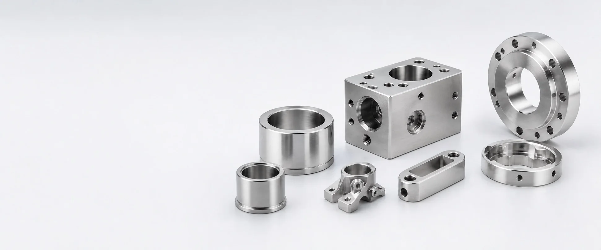 Collection of precision CNC-machined metal components