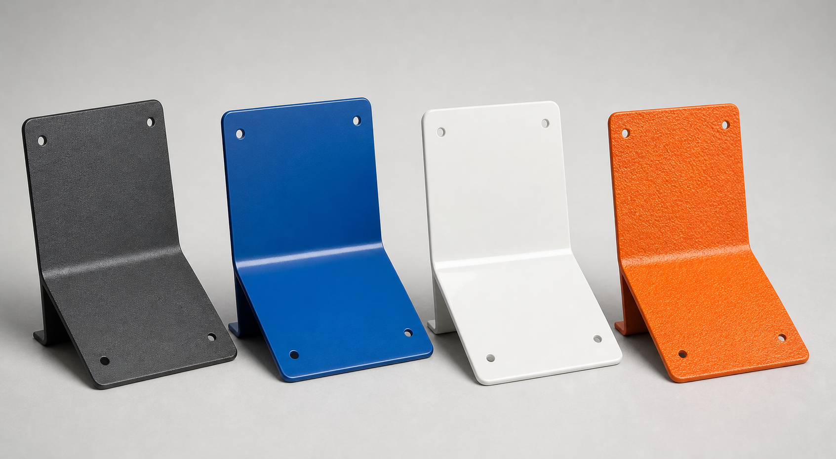 Matching powder-coated metal panels in matte, satin, gloss, and textured finishes