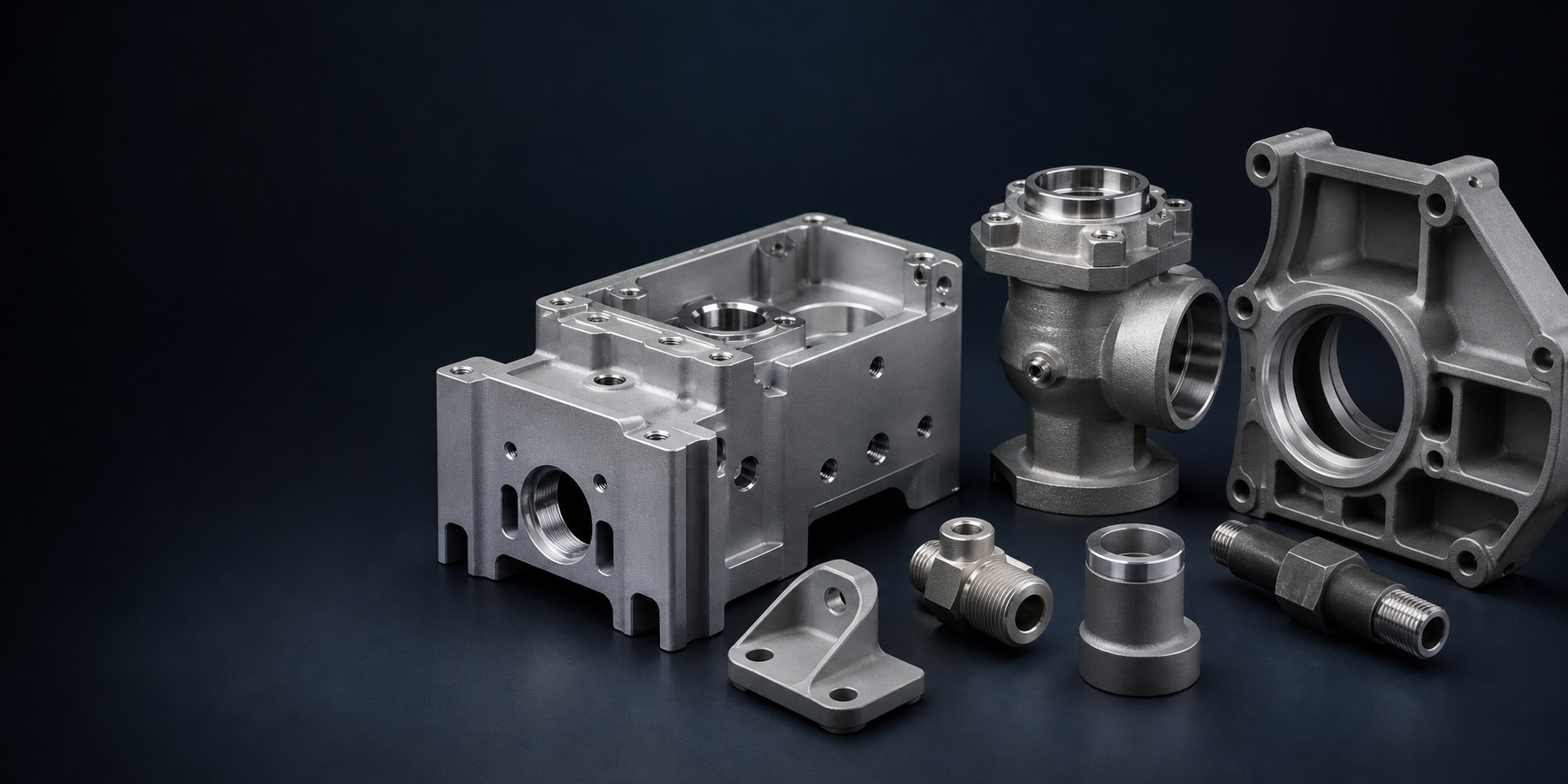 Precision aluminum, stainless steel, and steel components with controlled non-directional abrasive-blasted finishes