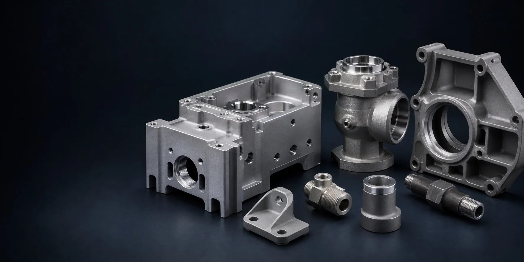 Precision aluminum, stainless steel, and steel components with controlled non-directional abrasive-blasted finishes